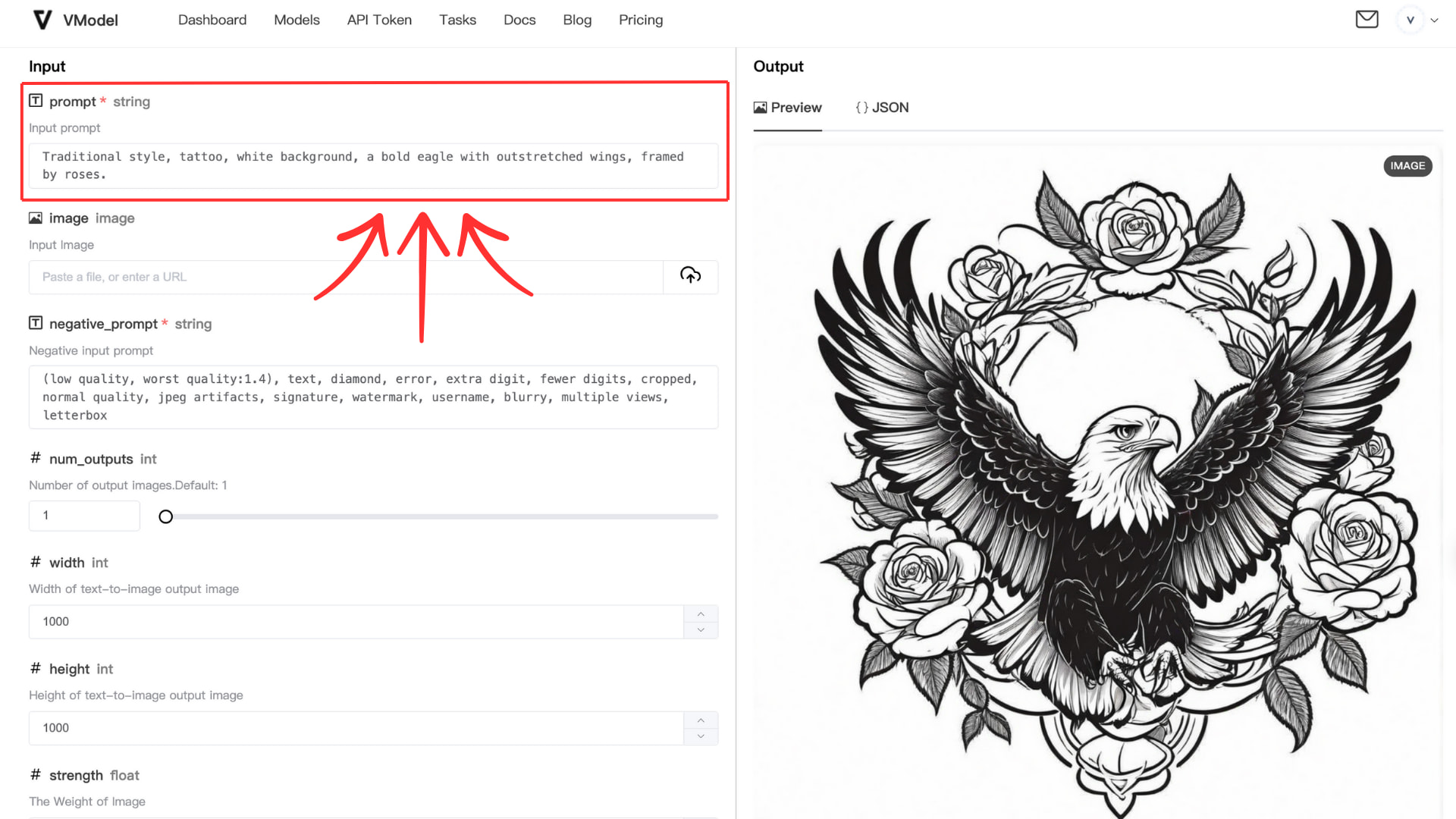 describe your tattoo idea on VModel
